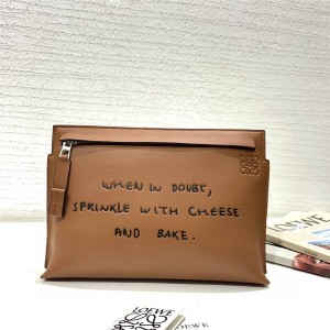 Loewe classic cow leather words T Pouch small bag clutch