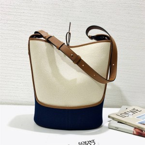 loewe Anagram Hobo canvas and leather bucket bag