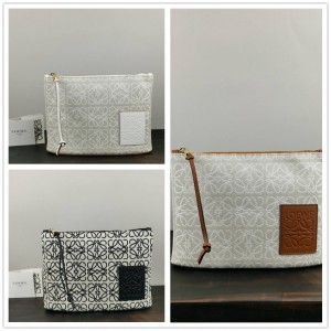 Loewe jacquard and cow leather rectangular Anagram pouch clutch