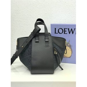 LOEWE small Anagram jacquard and cow leather Hammock bag