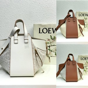 loewe small Anagram jacquard and cow leather Hammock bag