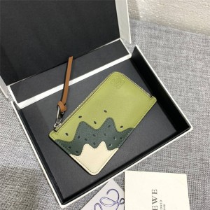 loewe medium leather kiwi zipper card holder