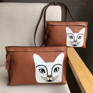 LOEWE handbags new T Pouch series kitten print clutch bag shoulder bag