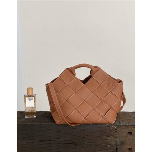 loewe basket bag in brown soft grained calfskin woven