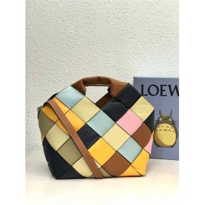 loewe large Woven Basket Gingham Bag