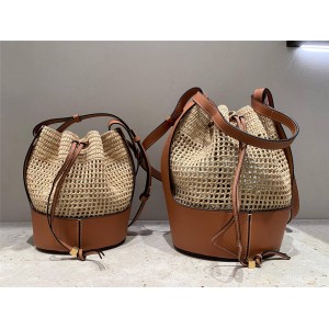 loewe raffia woven Balloon bucket bag