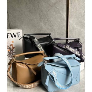 LOEWE A510S21XA9 Small Satin Cow Leather Puzzle Wide Shoulder Strap Handbag