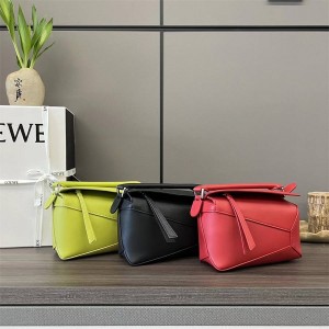 LOEWE A510P88X14 Mini Satin Cow Leather Puzzle Edge Handbag 062212