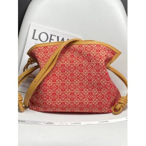 LOEWE A411FC1X63 Anagram Jacquard Fabric and Cow Leather Flamenco Handbag