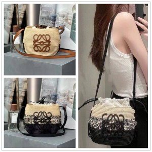 LOEWE A223Z48X03/A223Z48X05 Coconut fiber woven honeycomb Basket handbag