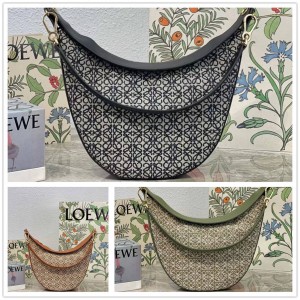 A923PL9X01 Anagram jacquard fabric and classic cowhide LOEWE Luna handbag 10195