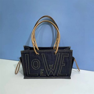 LOEWE vintage denim bag with letters logo on the outer seam of the bag