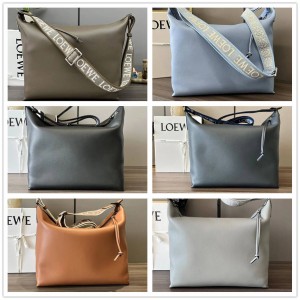 LOEWE B906K70X01 Soft and Smooth Cow Leather and Jacquard Fabric Cubi Crossbody Bag 062213
