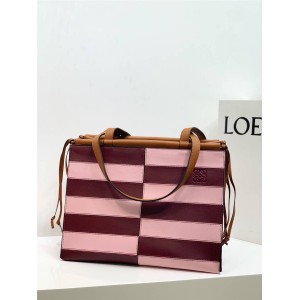 LOEWE handbags new contrast color stripe stitching cushion tote shopping bag