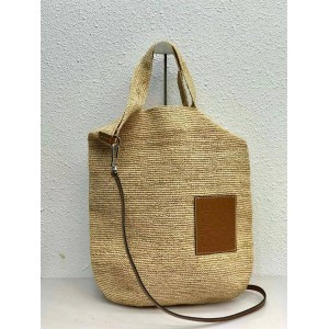 LOEWE 329.07.V81 Coconut Fiber and Cow Leather Slit Handbag 10126