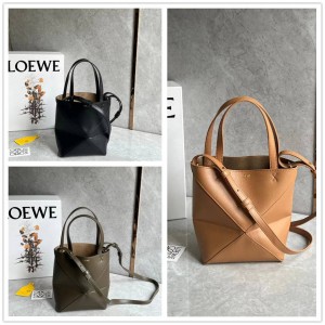 LOEWE A657V25X01 Mini Shiny Cow Leather Puzzle Fold Handbag
