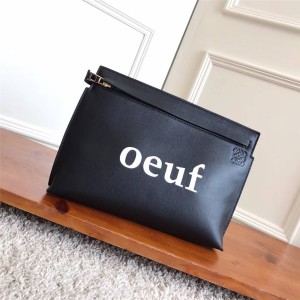 loewe official website leather T-Pouch printed letter clutch