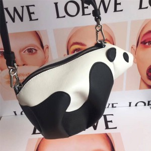 LOEWE bag leather stitching color matching panda bag