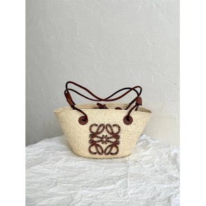 LOEWE A223P65X01 Anagram Basket Woven Lafite Shopping Bag Tote Bag 59034