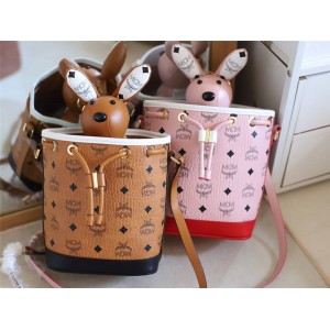 MCM Zoo Series Visetos Stitching Mini Bunny Drawstring Bucket Bag MWDBSXL01