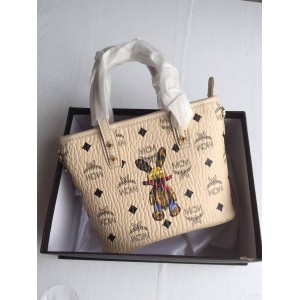 mcm mini Anya Visetos rabbit print top zip shopping bag