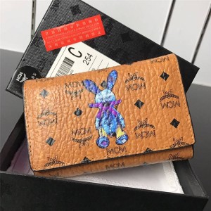 MCM ladies classic silk screen rabbit mid-length three-fold wallet 8011