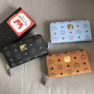 mcm official website new unisex Visetos long zipper wallet