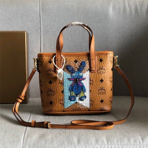 mcm new rivet rabbit pattern mini shopping bag