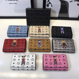 mcm mid-length rabbit print tri-fold wallet card holder