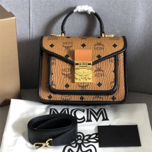 mcm handbags Patricia Satchel Visetos leather  messenger bag MWEAAPA06