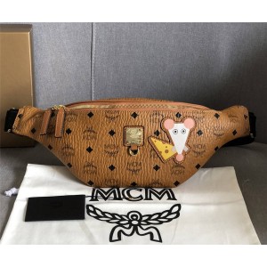 mcm new fursten visetos rat year patch waist bag chest bag