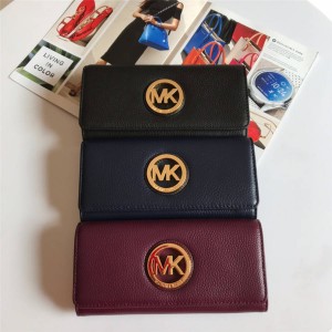 Michael Kors MK LOGO lychee leather flip wallet