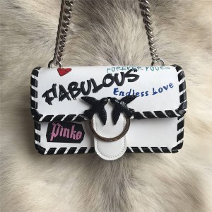 PINKO handbags graffiti printing and threading FABULOUS LOVE bird bag