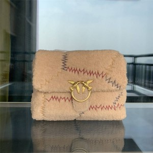 pinko FURRY embroidered large LOVE PUFF handbag