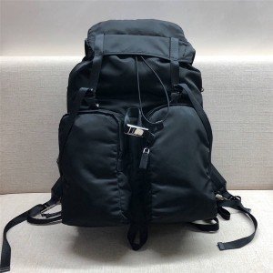 prada men's nylon patch leather travel backpack 2VZ019