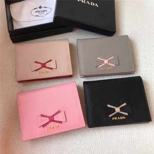 prada official website short color matching bow wallet for women