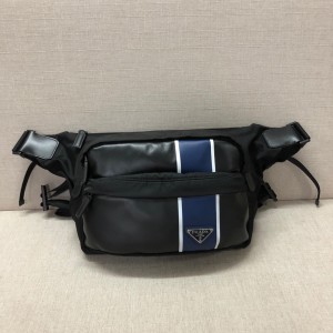 Prada leather stitching nylon cloth diagonal cross bag chest bag