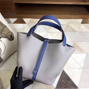 Hermes new colorblock Picotin 18 clemence Tc leather handbag
