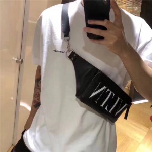 VALENTINO new men's leather printed VLTN waist bag chest bag