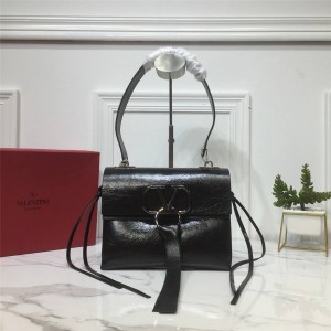 Valentino handbags new VRING cracked leather shoulder bag