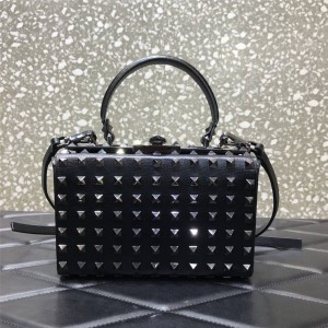 Valentino Rockstud Alcove all-over rivet grained calfskin box bag