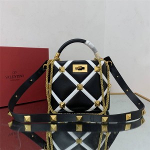 Valentino Roman Stud small nappa leather mesh detail tote