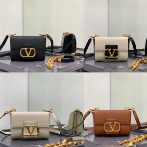 Valentino Stud Sign grained calfskin shoulder bag