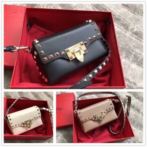 Valentino ROCKSTUD Riveted Plain Cowhide Crossbody Bag 0045