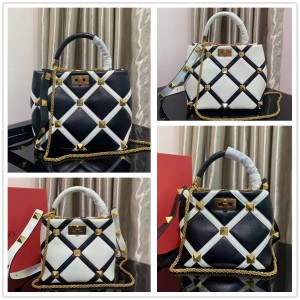 Valentino Roman Study Bucket Bag Soft Sheepskin Mesh Detail Handbag 0097