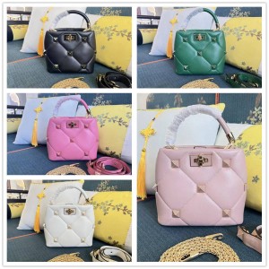 Valentino Roman Study Bucket Bag Large Riveted Small Soft Sheep Leather Shoulder Backpack 1097