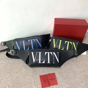 Valentino Men's Genuine Leather Printed Letter VLTN Waistpack 0046
