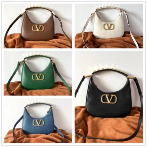 Valentino STUD SIGN Calfskin HOBO Handbag Underarm Bag Shoulder Bag 22001