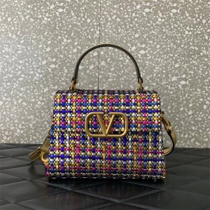 Valentino VSLING Small Colorful Woven Handbag Shoulder Bag 0067
