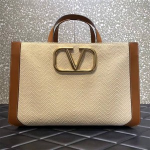 Valentino VLOGO Lafite Woven Tote Bag 0380